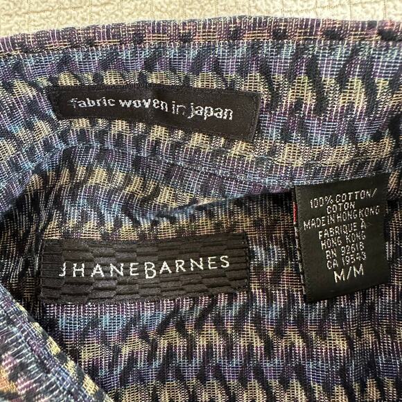 Vintage Jhane Barnes Geometric Pattern Men's Casual Button Down Shirt Size M - Picture 8 of 8